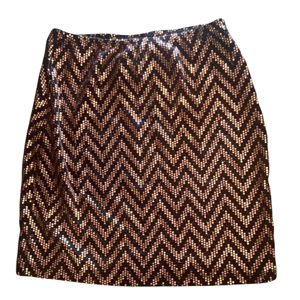 Mini Skirt Black and Metallic brown with Sequence